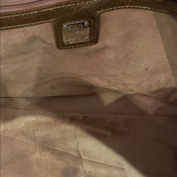 MCM Cream and Gold Satchel with Multicolor Stripes - Picture 4 of 5